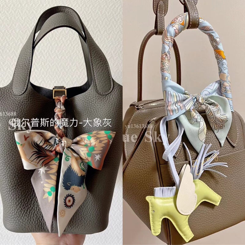 New Silk Scarf for Tying Bag Handles, Silk Scarf for Tying Bags, Long Ribbon for Handbags, Double-Sided Silk Scarf for Women