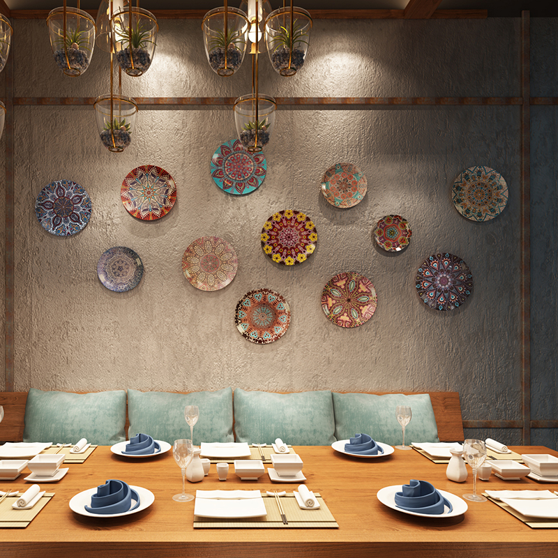Creative ceramic Painted Decorative plate Living room Wall Decorative Hanging Trays Hotel Coffee Dining Room Modern Wall Decoration Wall Accessories