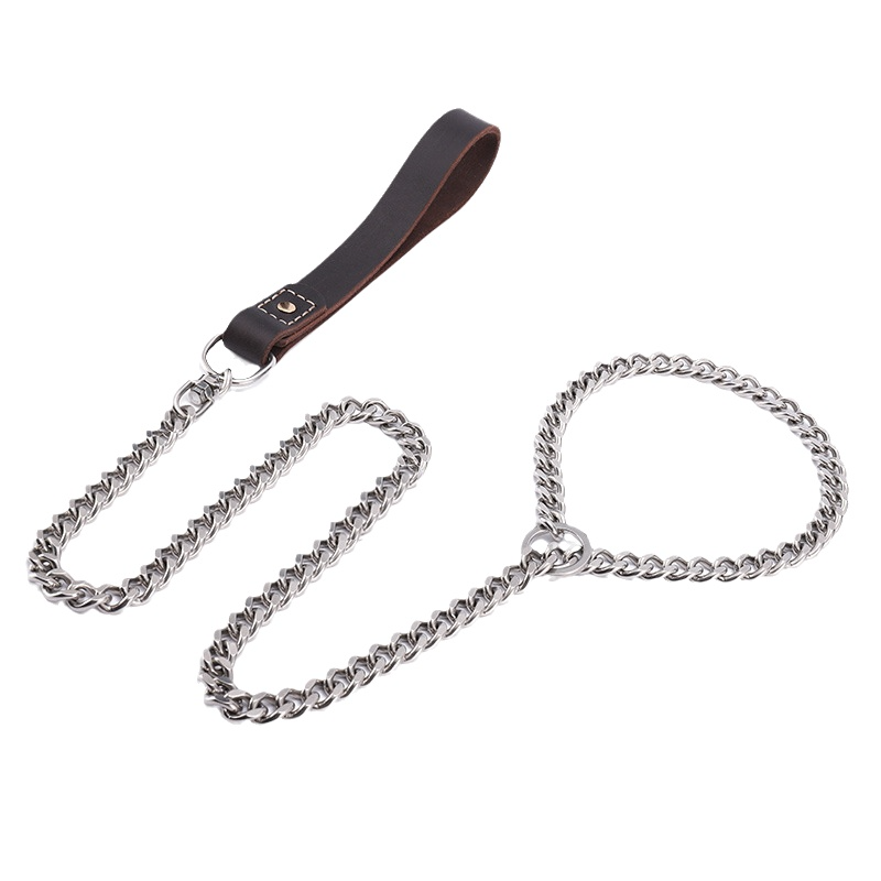 Stainless steel integrated p chain Large canine traction rope Horse dog Labrador gold wool training dog chain dog walking dog rope