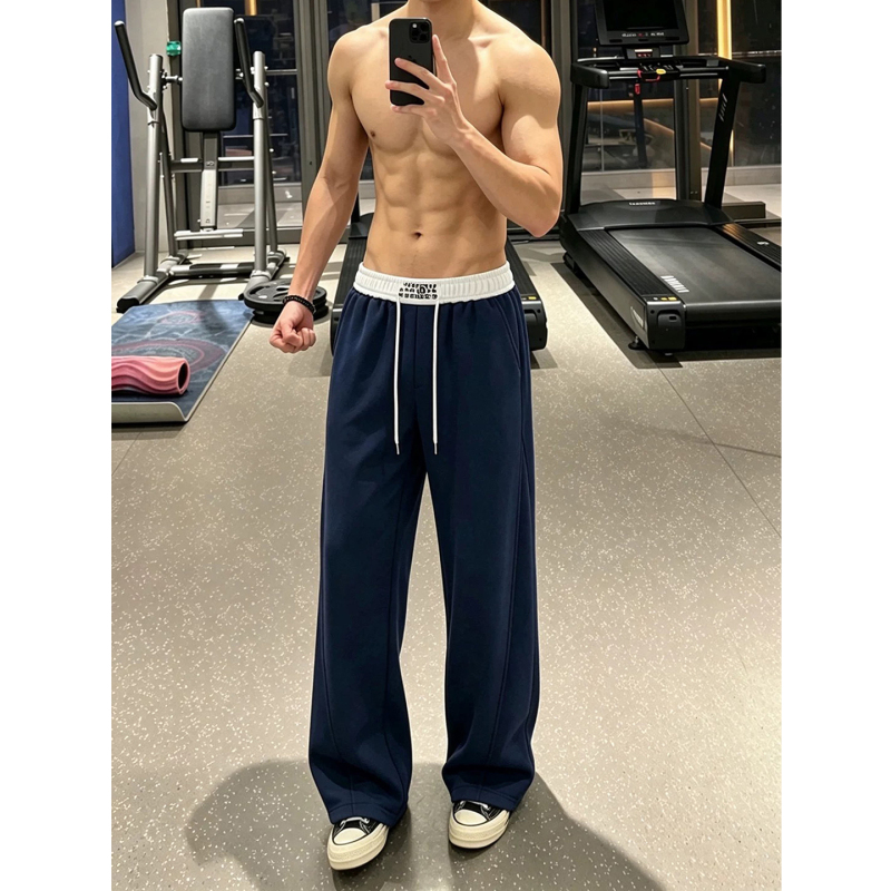 Men's Autumn Casual Pants, 2026 New Style, Sports Drawstring Straight-Leg, Drapey Wide-Leg, Slightly Flared, Stylish Sweatpants