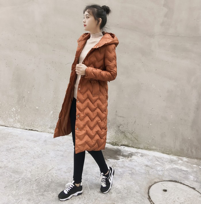 2018 mùa đông mới dài áo khoác cotton nhẹ phiên bản Hàn Quốc của bộ đồ cotton mỏng giảm béo với áo khoác cotton thắt eo áo phao nữ dáng dài hàn quốc