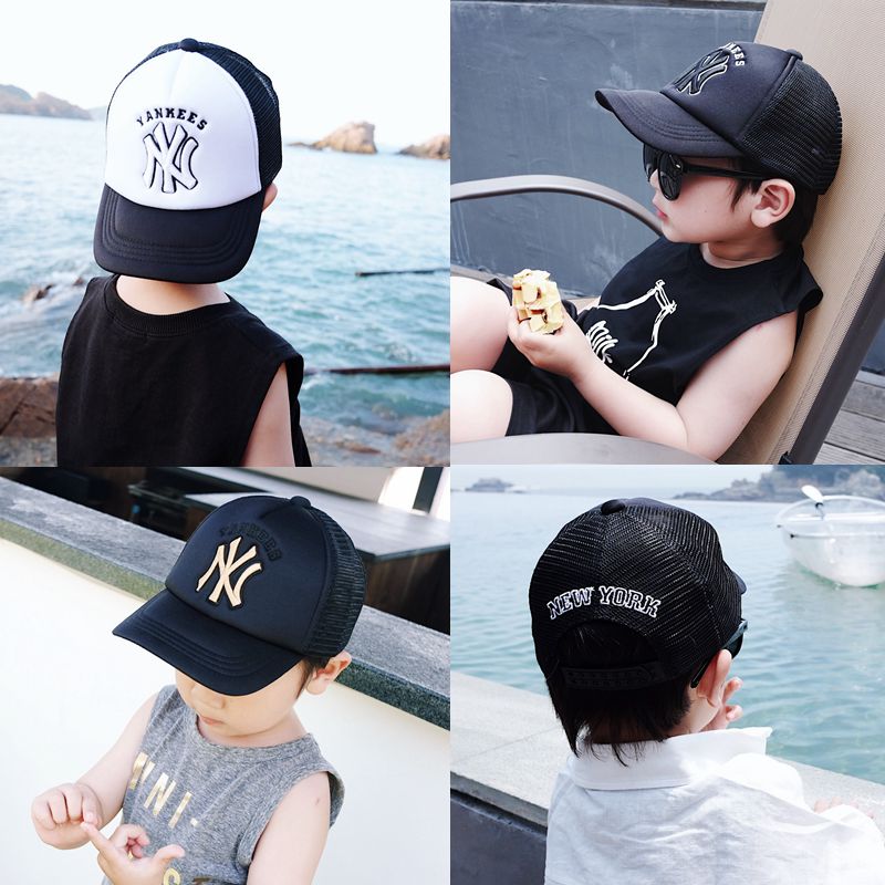 Children's hats Summer thin cap Boys shade sunscreen net hat Men and women children pure cotton travel baseball cap tide