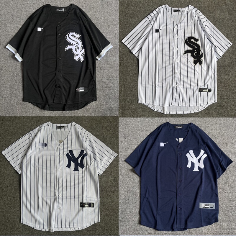 Trendy Brand Sports Mesh Embroidered Letter European and American Striped Baseball Jacket Short-Sleeve Cardigan Hip-Hop T-Shirt Hip-Hop Outerwear
