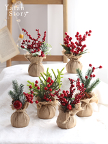 Christmas decoration Christmas pastoral table ornaments Berry linen cuttings furniture counter ornaments