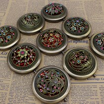 Metal hollow gold and silver retro copper double-sided folding portable vanity mirror small round mirror portable Lady gift