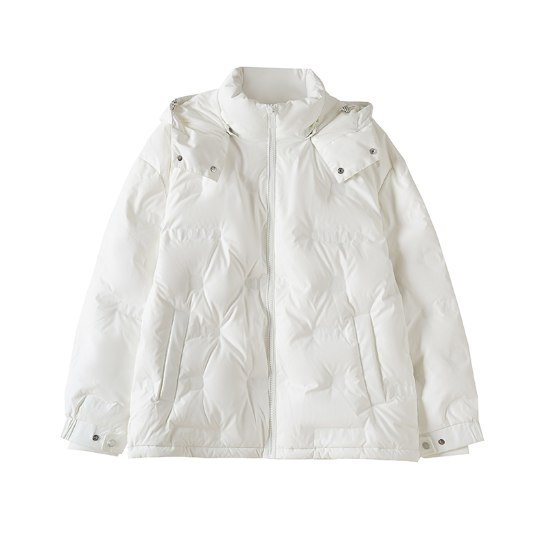 White Versatile Hooded Thickened Off-Season down Jacket for Young Men, Casual Trendy Coat Gex1D2526544