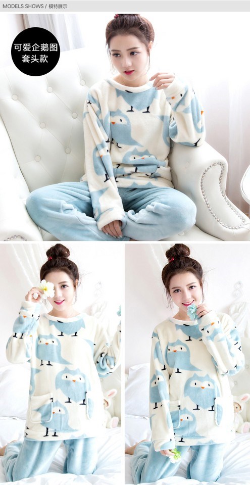Mùa xuân và mùa thu tuổi trung niên mẹ đồ ngủ phụ nữ trung niên ông già flannel san hô nhung dày mùa đông mẹ chồng mùa đông quần áo ngủ nữ
