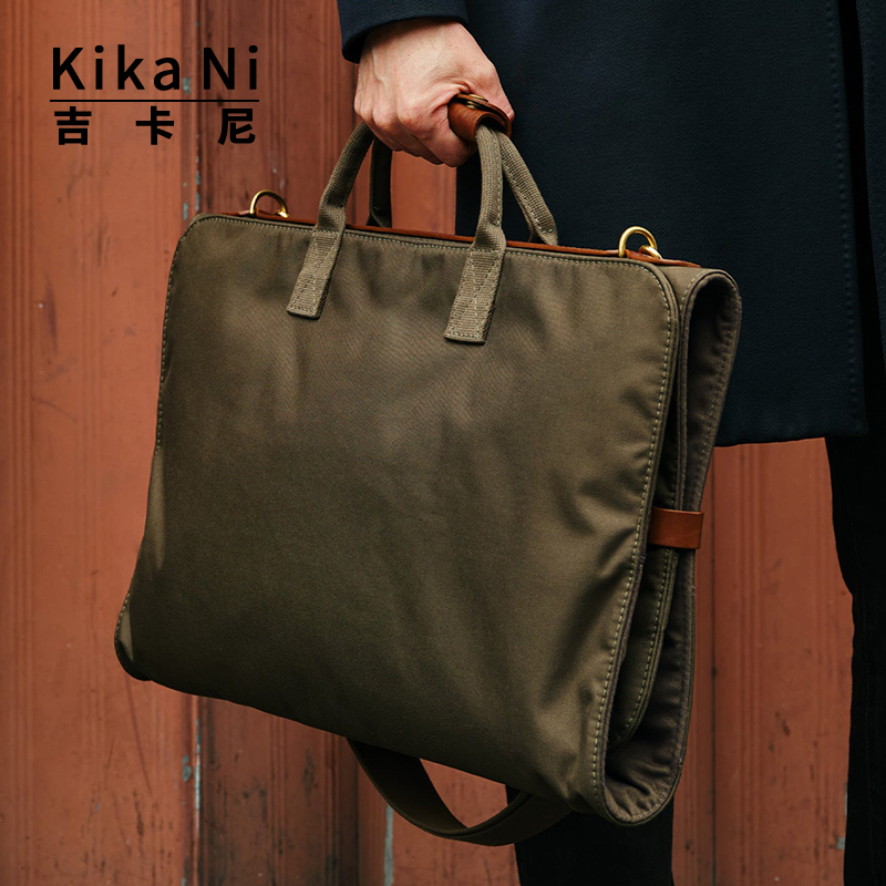 Jikaniの高級旅行スーツバッグキャンバスとレザー旅行用衣類バッグスーツ収納バッグクロスボディハンドバッグ
