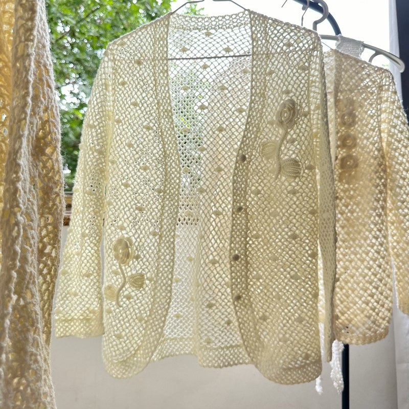 Crochet Yarn Crochet Hollow-Out Spring and Autumn Cardigan