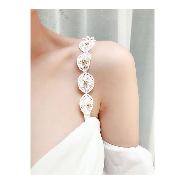 Sexy ren dây đeo vai Openwork đồ lót ren với áo ngực với rhinestone ngọc trai tinh tế từ đồ lót vai phụ kiện đồ lót nữ