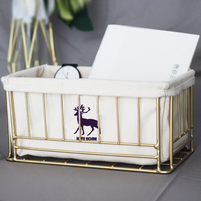 Cosmetic Mask Desktop Storage Basket Wrought Iron Nordic Style Underwear Creative Ins Snacks Internet Celebrity Toy Storage Box - Taobao