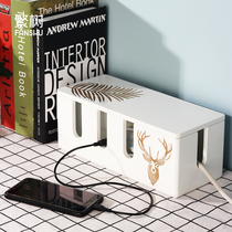 Nordic wind wooden plug-in desktop storage box charging socket plug-in board blocking data cable power cord finishing box