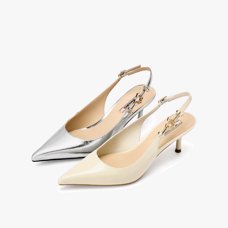 73Hours Women's Shoes between the Streets 2026 Spring New High-Heeled Pointed Toe French Silver Sandals High Heels for Women