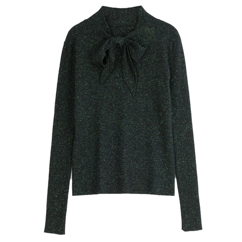 Трикотажный свитер с бантиком, базовый осенний тонкий лонгслив, оверсайз, 2020, в западном стиле