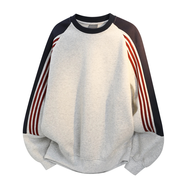 Outlet Color-Blocked Round-Neck Sweatshirt, Unisex Couple Style, Casual Sports Style, Versatile Top with Stand Collar Outlet Color-Blocked Round-Neck Sweatshirt, Unisex Couple Style, Casual Sports Style, Versatile Top with Stand Collar