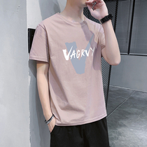 Summer mens short-sleeved T-shirt 2021 new cotton clothes mens fashion brand ins jacket loose half-sleeve T-shirt