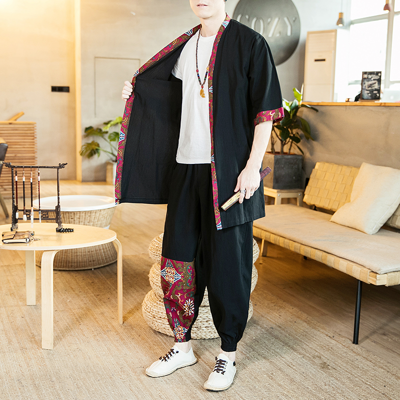 mùa hè mỏng cardigan Tang hai mảnh retro phong cách Nhật Bản áo Trung Quốc gió nam kimono giản dị phù hợp với thủy triều
