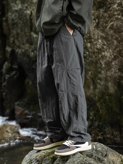 户外山系休闲裤子男士夏季速干透气登山长裤宽松直筒侧口袋工装裤