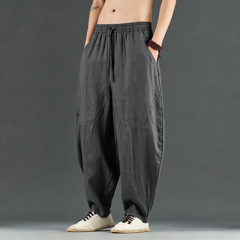 High-End Pure Linen Men's Pants, Summer Thin Style, Loose Straight-Leg Cotton-Linen Harem Pants, Nine-Point Carrot Pants, Plus-Size Men's Pants High-End Pure Linen Men's Pants, Summer Thin Style, Loose Straight-Leg Cotton-Linen Harem Pants, Nine-Point Carrot Pants, Plus-Size Men's Pants
