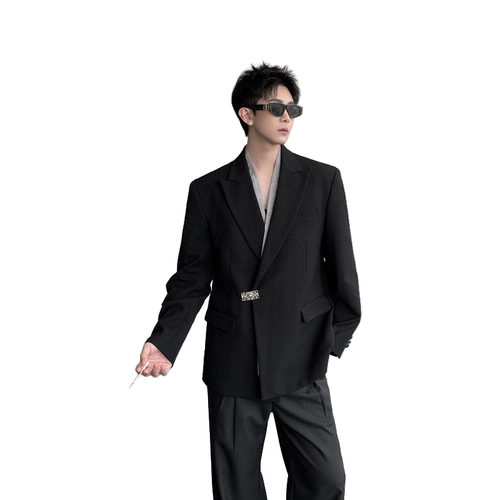 Металлический мужской дизайнерский костюм, осенний комплект, китайский стиль, тренд сезона, изысканный стиль