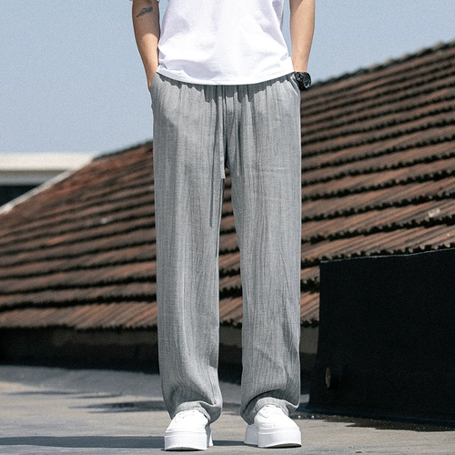 Летние тонкие шелковые штаны, свободный прямой крой