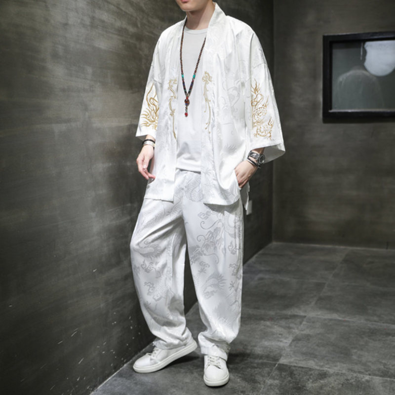 New Chinese Style Men's Clothing with Chinese Elements, Tang Suit 2026 New Summer Ice Silk Short-Sleeved T-Shirt Set Hanfu Set New Chinese Style Men's Clothing with Chinese Elements, Tang Suit 2026 New Summer Ice Silk Short-Sleeved T-Shirt Set Hanfu Set