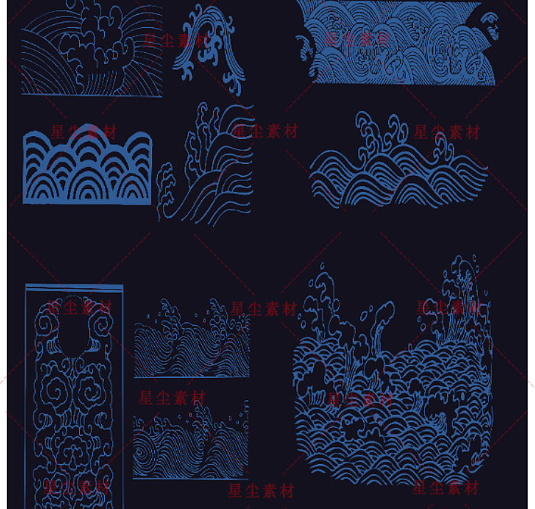 素材-160款传统祥云图案 中国风古典云纹PNG免抠 矢量装饰设计素材插图11小新卖蜡笔