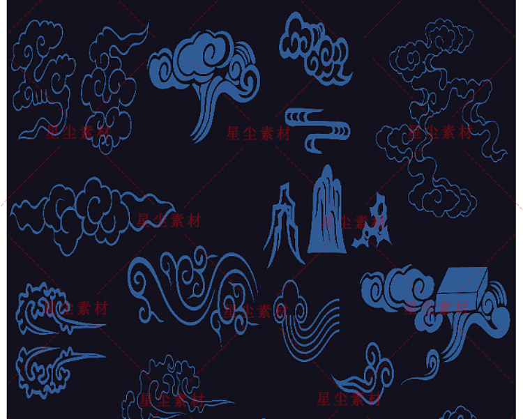 素材-160款传统祥云图案 中国风古典云纹PNG免抠 矢量装饰设计素材插图6小新卖蜡笔
