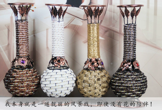 Bình hoa mây rèn bằng sắt rèn Đá quý vát Bình hoa làm bằng tay Bình hoa trang trí trong nhà - Vase / Bồn hoa & Kệ