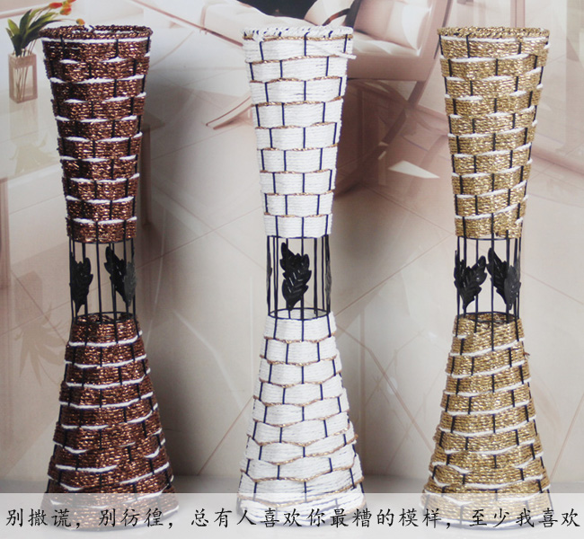 Bình hoa mây mây rèn sắt bình xiên đá quý làm bằng tay bình hoa trang trí trong nhà bình hoa - Vase / Bồn hoa & Kệ chậu gỗ trồng cây