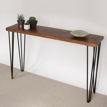 Simple sofa rear frame dinner table against wall narrow table heating shelves long strips of solid wood landing