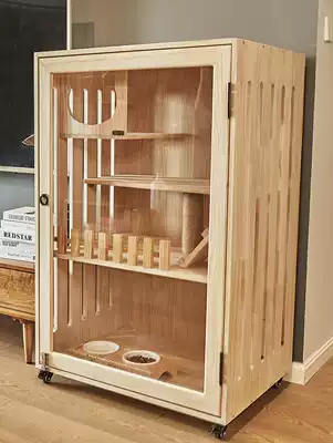 Duoyitang cat cage villa luxury oversized solid wood cabinet three-layer can put cat litter basin Household small cat cabinet cat house