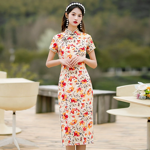 Ретро ципао, сексуальное платье, 2021 года, яркий броский стиль