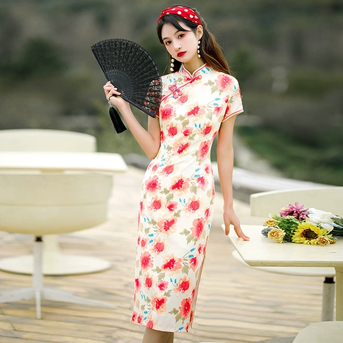 Ретро ципао, сексуальное платье, 2021 года, яркий броский стиль