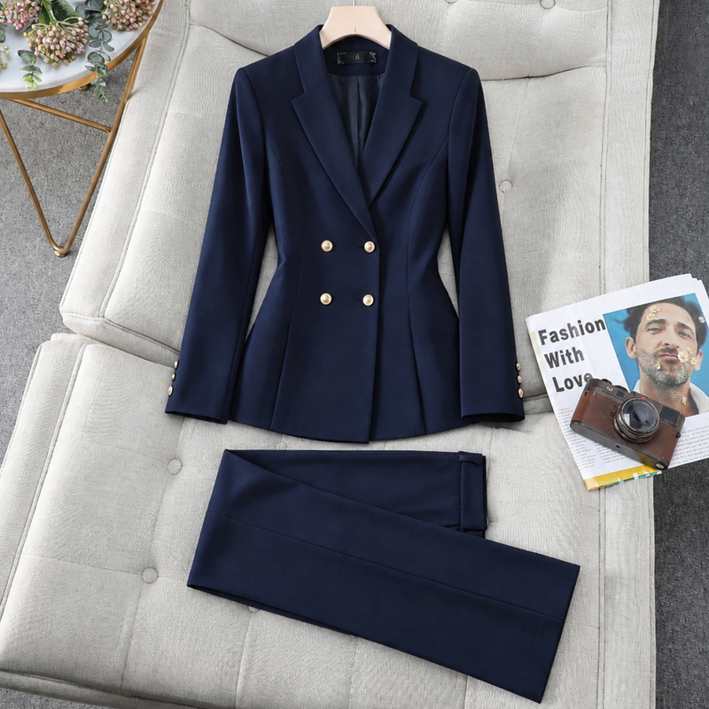 Dark Blue Suit Set for College Students, Civil Servants, and Professional Interviews; High-End Formal Attire for Women Dark Blue Suit Set for College Students, Civil Servants, and Professional Interviews; High-End Formal Attire for Women