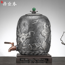 Ding Ju Chun sterling silver 999 handmade water storage tank Household large water storage tank Silver water tank water storage device Tea ceremony tea set