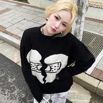 Sanjati crane autumn and winter love letter round neck pullover sweater men and women same sweater Street Leisure