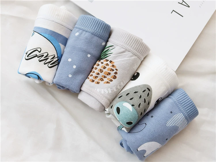 5 phim hoạt hình quần gấu bắc cực của phụ nữ cotton giữa tăng phụ nữ cotton tam giác quần đáy cô gái cotton thoáng khí - Vòng eo thấp