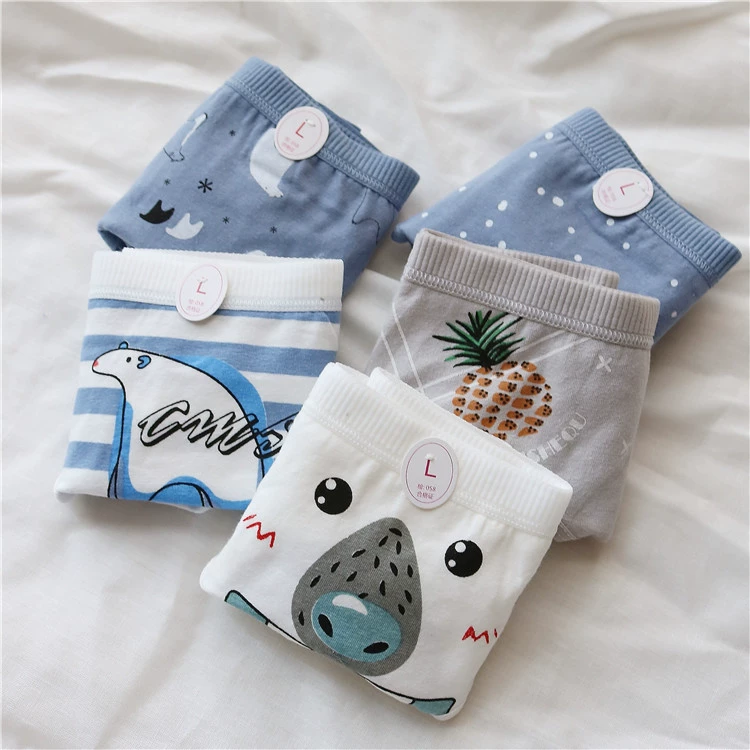 5 phim hoạt hình quần gấu bắc cực của phụ nữ cotton giữa tăng phụ nữ cotton tam giác quần đáy cô gái cotton thoáng khí - Vòng eo thấp