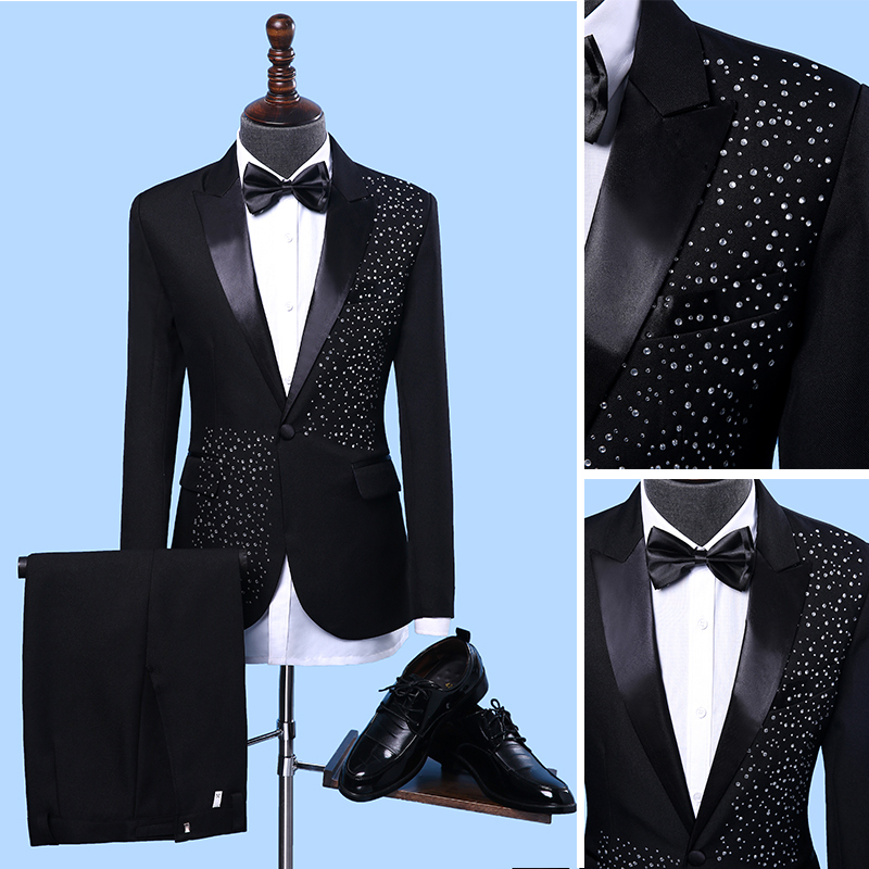Men's Performance Clothing, Adult Suits, Sequined Host's Dress, Suit Set, Choir Wedding Stage Clothing