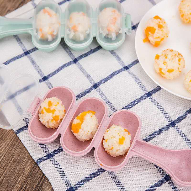 Rocky Rice Group Triple Tandem Furniture Diy Sushi Balls Children Spherical Meatballs Baby Coveting Tools To Feed the Divine-Taobao