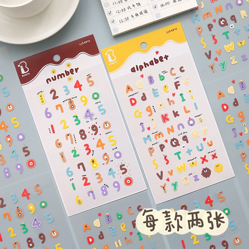 nekoni digital English letter stickers with wind cute pet waterproof child post painted insulated cup decorative material