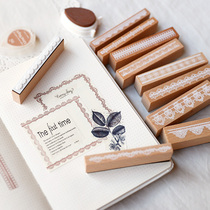 Retro Wooden Seal Hand Tent Material Lace Lace Lace Border Strip Flower Waist Trim Woody Hand Ledger Tool Suit