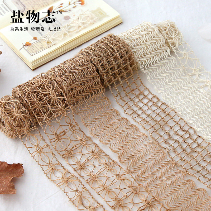 Salt Matter Shiretro Handmade Hemp Rope Diy Woven Material Hand Ledger Decorative Material Homemade Gift Wrapping Wide Flowers Edge 