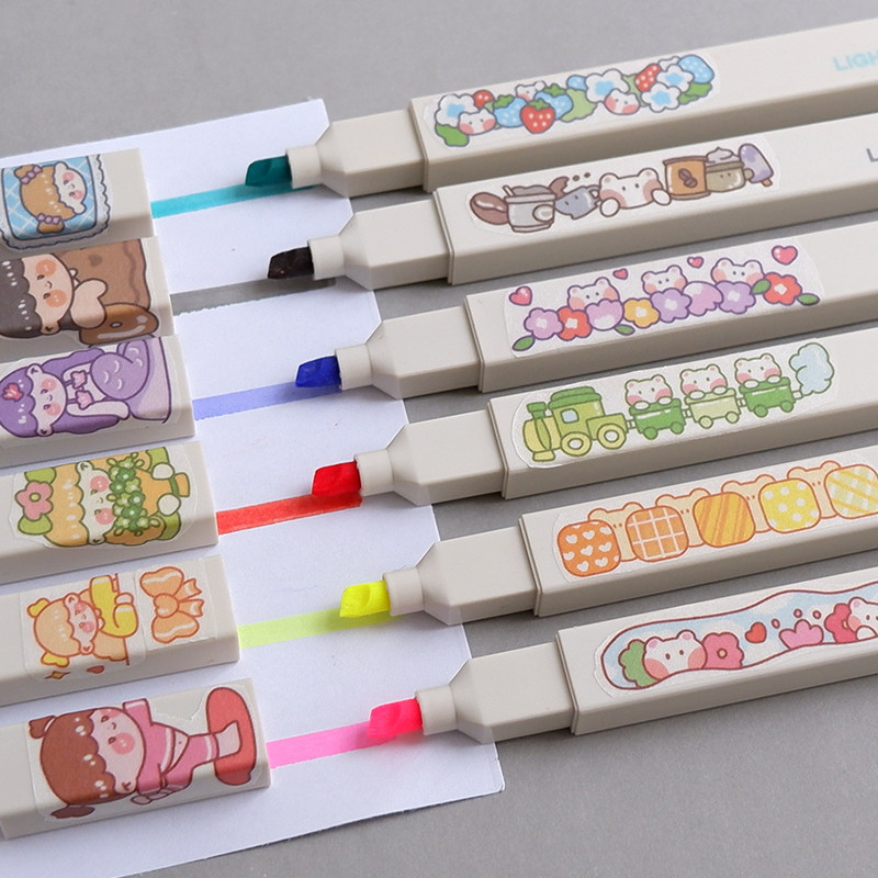 Color fluorescent pen label pen pale color students with a set of notes special marking pen set