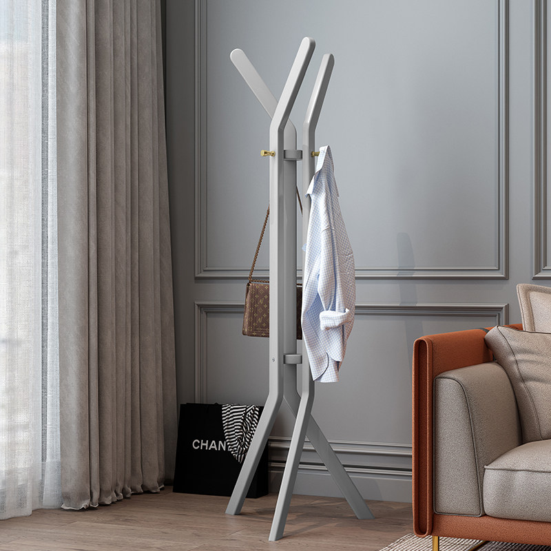 Clothes frame floor bedroom red creative hanger frame solid wood household light luxury packing rack living room single pole cloak rack