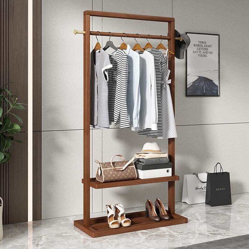 Walnut solid wooden hat frame floor bedroom hanger hanger living room modern minimalist plate shelf packed plume rack
