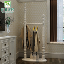 Double-rod coat rack fashion modern Chinese-style solid wood floor bedroom indoor hanging rack shoe rack