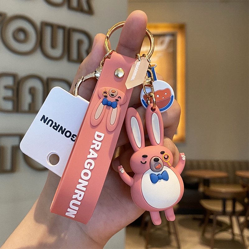 Cartoon Dreams Rabbit Cute Key Button Female Creative Personality Doll School Bag Pendant Accessories Car Key Chain Gift-Taobao