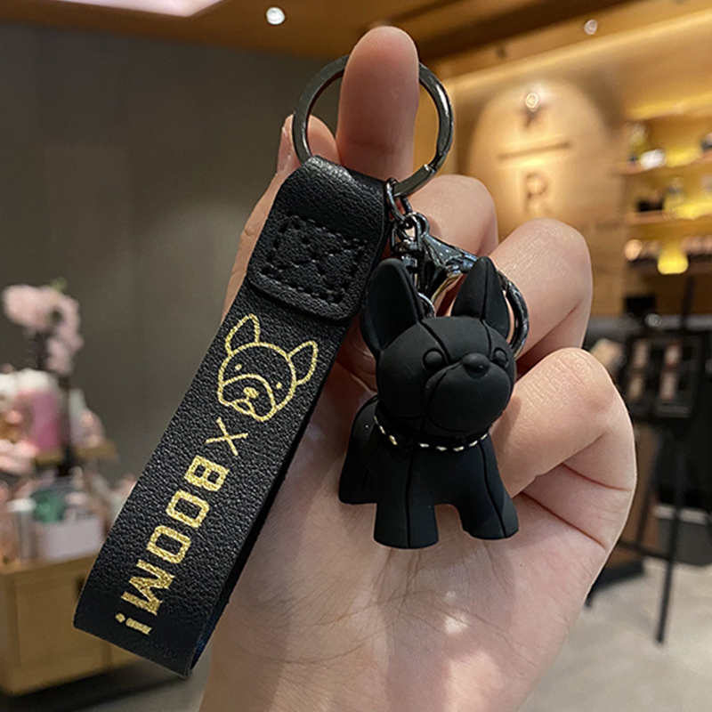 Fou Puppy Dog Key Withholding Bulldog Keychain Cute Car Key Pendant Doll male and female creative couple pair